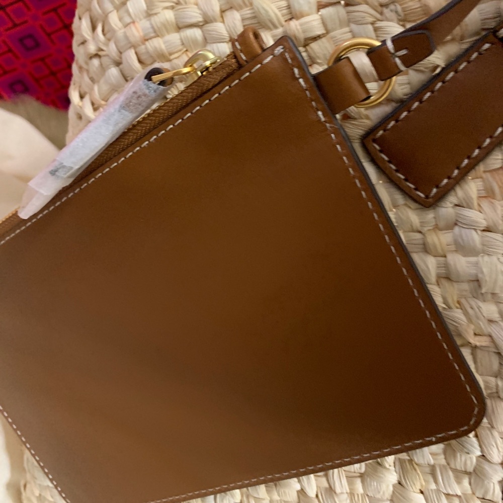 SOLD⛔️Auth.TORY BURCH Straw/leather tote/pouch - Picture 6 of 15
